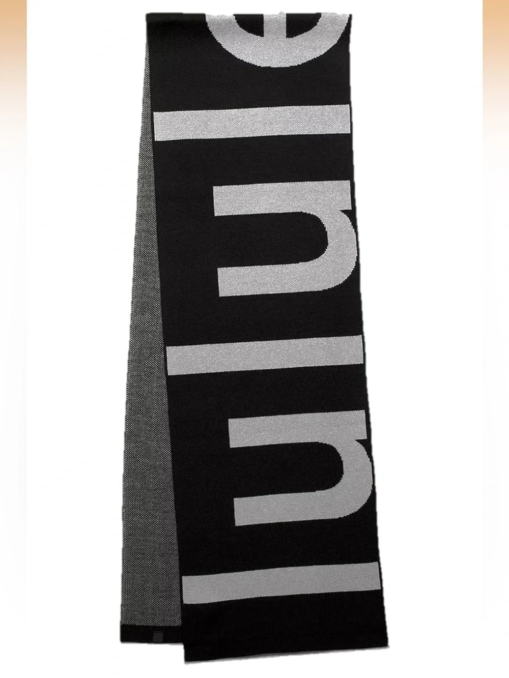 Lululemon Athletica Wool-Blend Knit Logo Scarf Black/Rhino Grey Unisex One Size